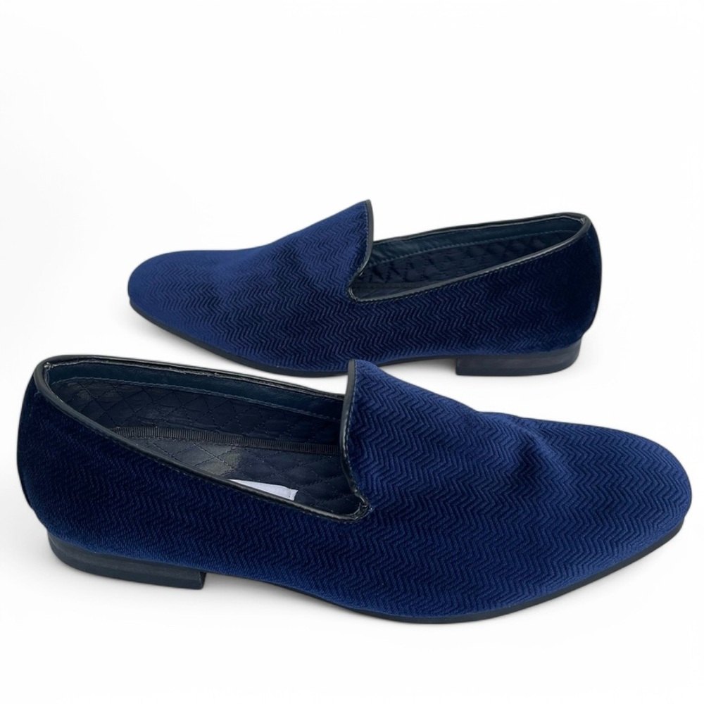 Steve Madden Velvet Loafers Men’s Size 9 Chevron Embossed Cobalt Blue